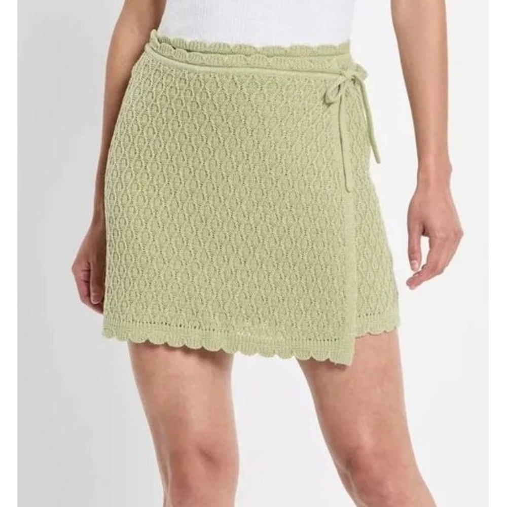 Future Collective Women's Sweater Wrap Mini Skirt - Sage Green - Large